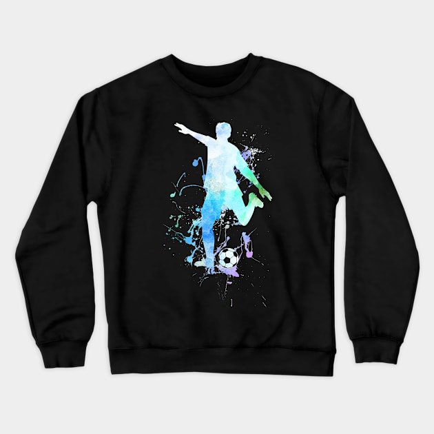 Colorful Watercolor Soccer Player Crewneck Sweatshirt by HappyGiftArt